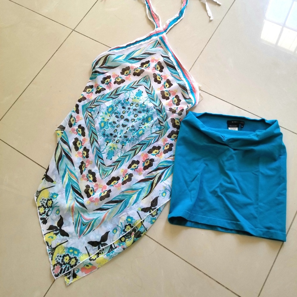 BCBG Chiffon Halter Printed Top & Matching Tube